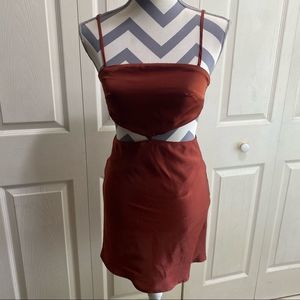 Sky to the Moon Brown Cut-Out Mini Dress